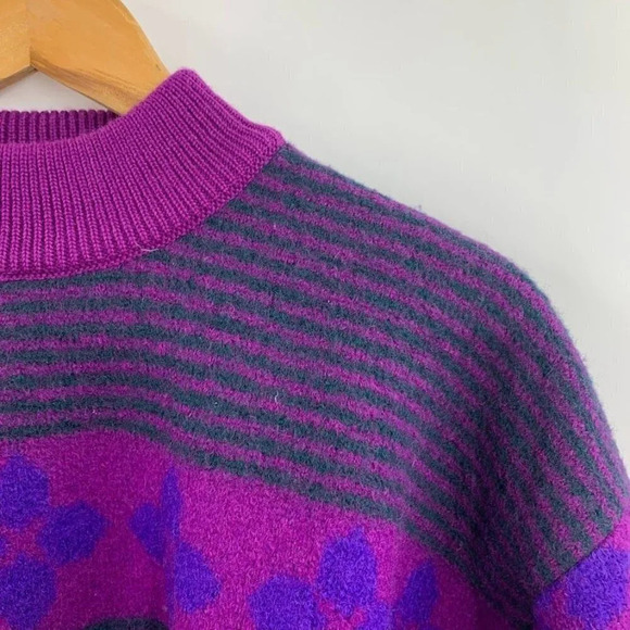 EIR‎ Vintage Vintage Boiled Wool Geometric Crew Neck Long Sleeve Sweater Size M - Picture 3 of 13
